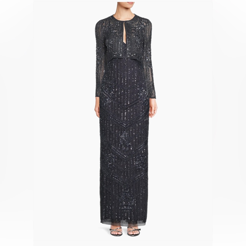 Aidan Mattox Embellished Tulle Sleeveless Gown - Picture 5 of 8